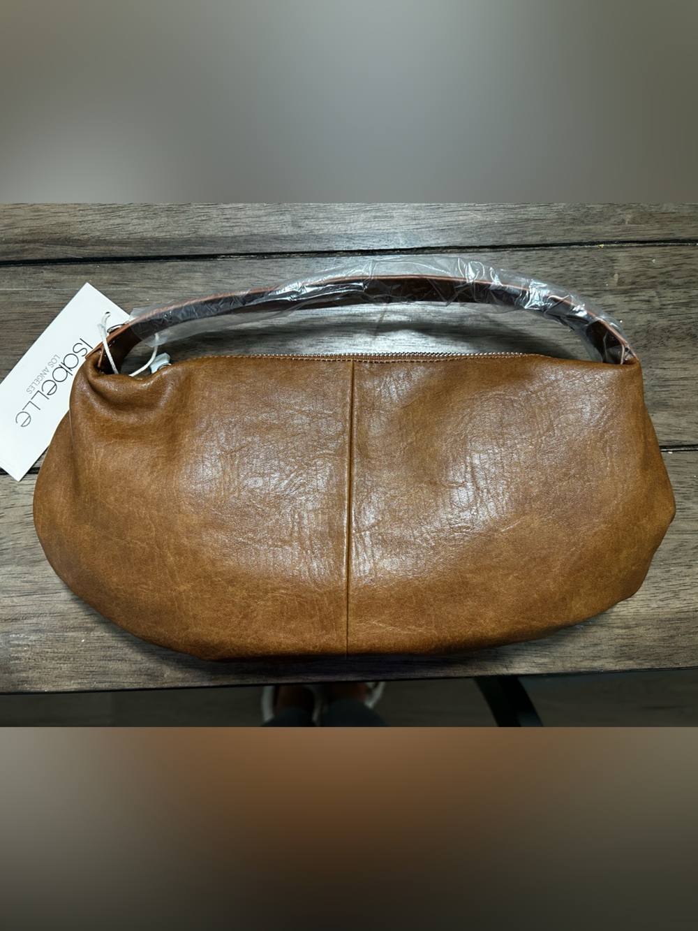 Womans vegan Brown Leather Shoulder Bag